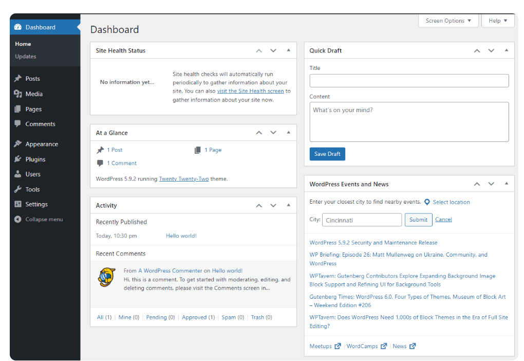 WordPress Dashboard