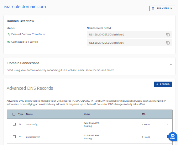 Domain is connected to hosting.