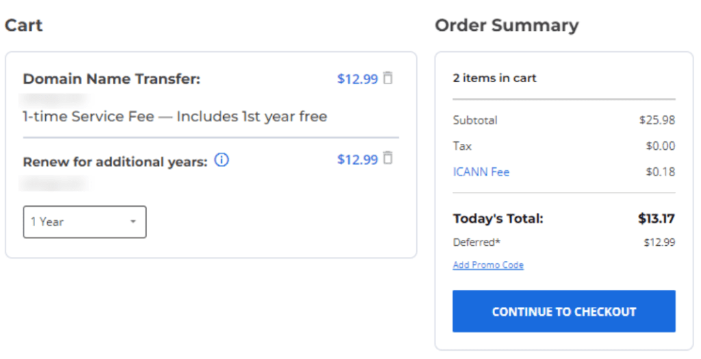 Domain Order Summary