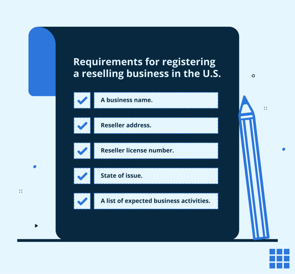 Illustration of requireents of registering a reselling business in the U.S.