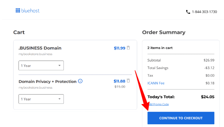 Bluehost Cart