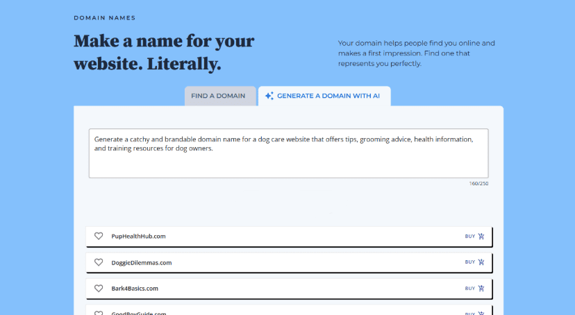 bluehost domain generater