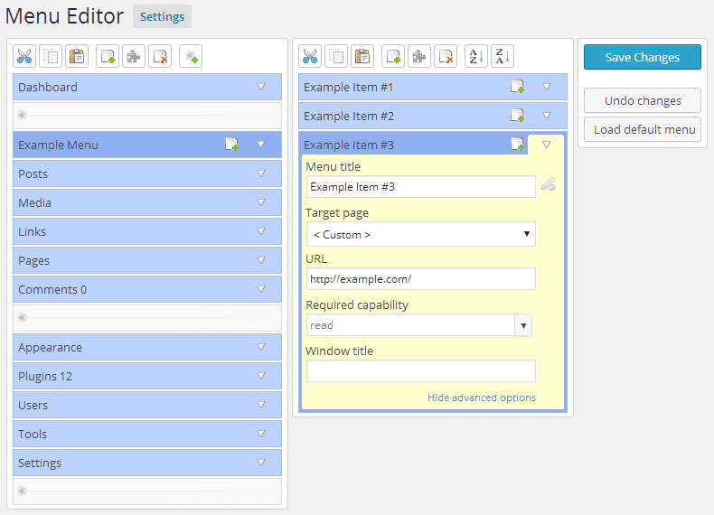 Menu editor