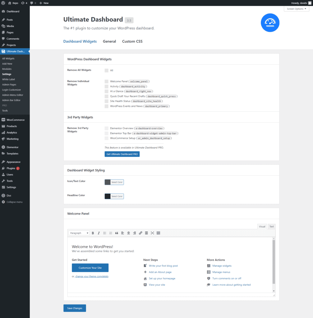 Ultimate dashboard widgets