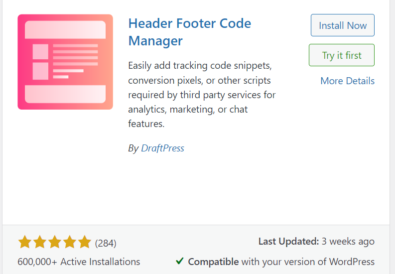 Header footer code manager