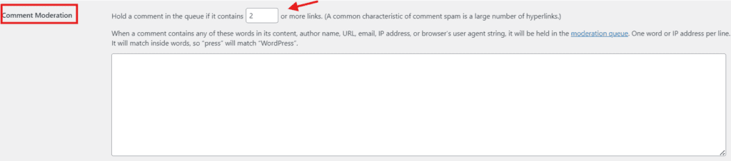Comment moderation settings