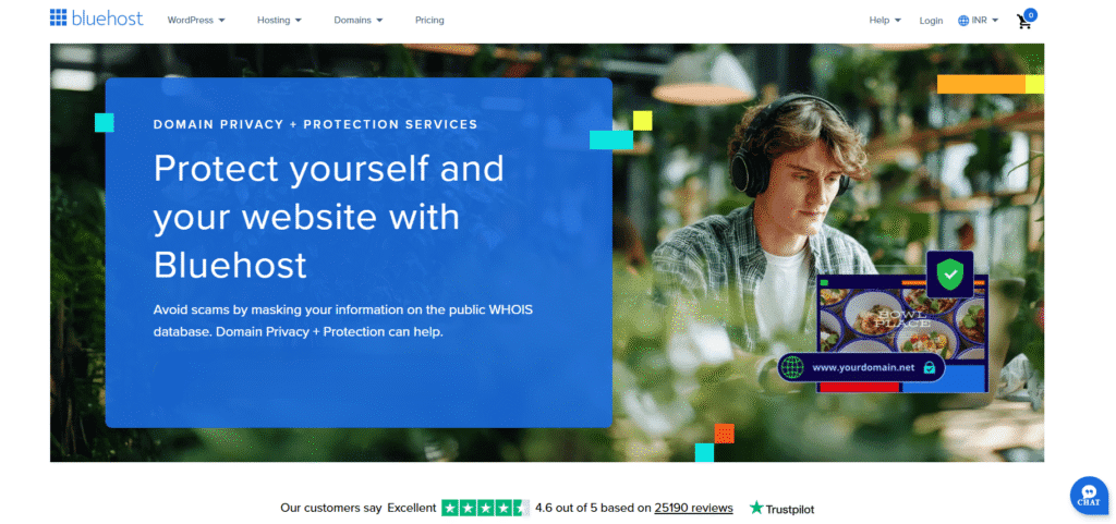 Bluehost offers domain privacy